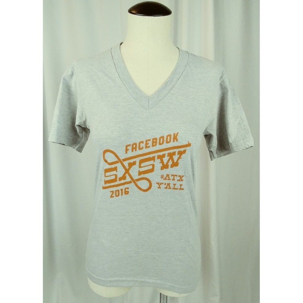 Facebook Texas American Apparel Size XS‎ 2016 V Neck T Shirt Tee Texas EUC!!!